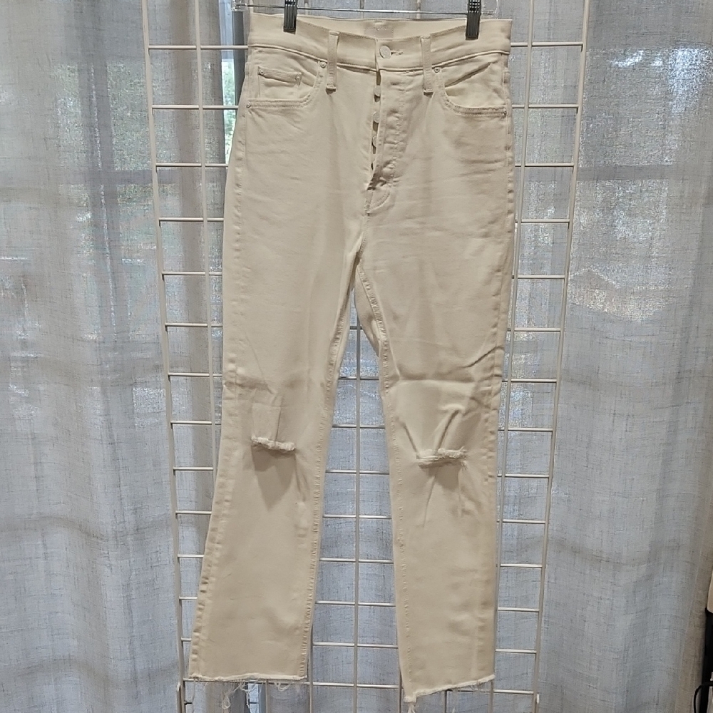 MOTHER White Denim Button Down Jeans 27